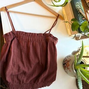 Anthropologie Cranberry Cotton Tank